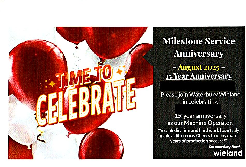 Milestone service anniversary recognition slide